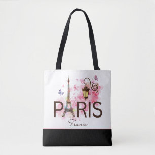 Tote Bag Paris France Tour Eiffel & Lampe