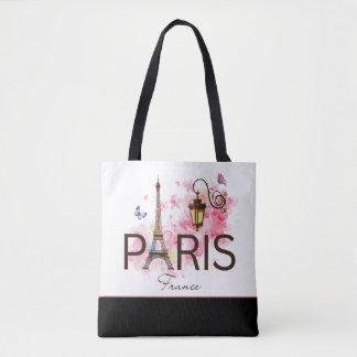 Tote Bag Paris France Tour Eiffel & Lampe