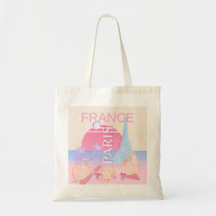 Tote Bag Paris, France, Travel Art, Preppy, Pastel
