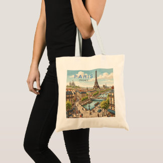 Tote Bag Paris France Voyage Art Rétro
