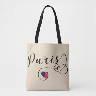 Tote Bag Paris Heart Grocery Bag, France