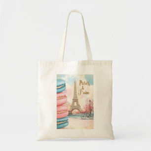 Tote Bag Paris, Je T'aime - Tour Eiffel avec Macarons