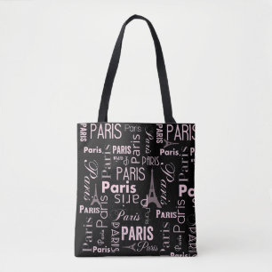 Tote Bag Paris rose et noir