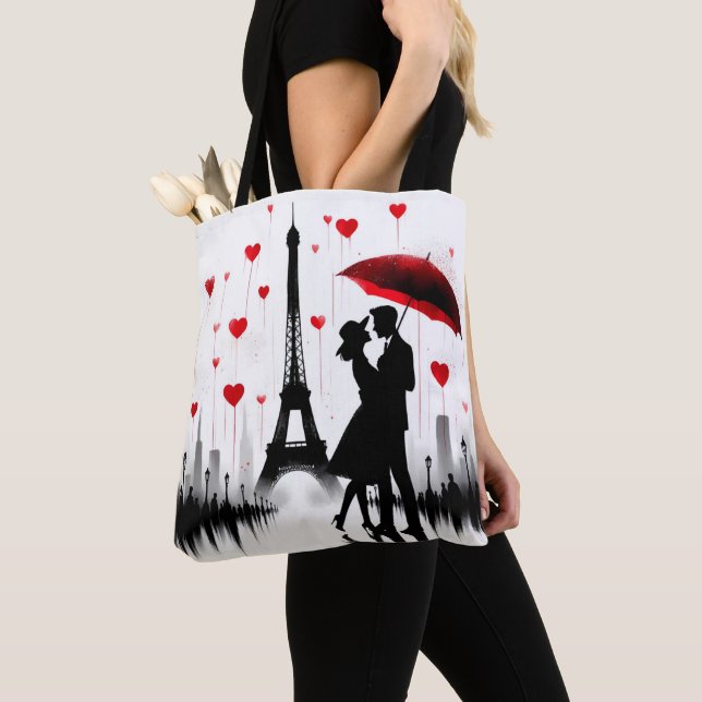 Tote Bag Paris Tour Eiffel Valentines (De près)