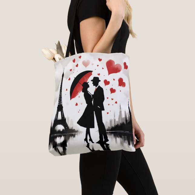 Tote Bag Paris Tour Eiffel Valentines (De près)