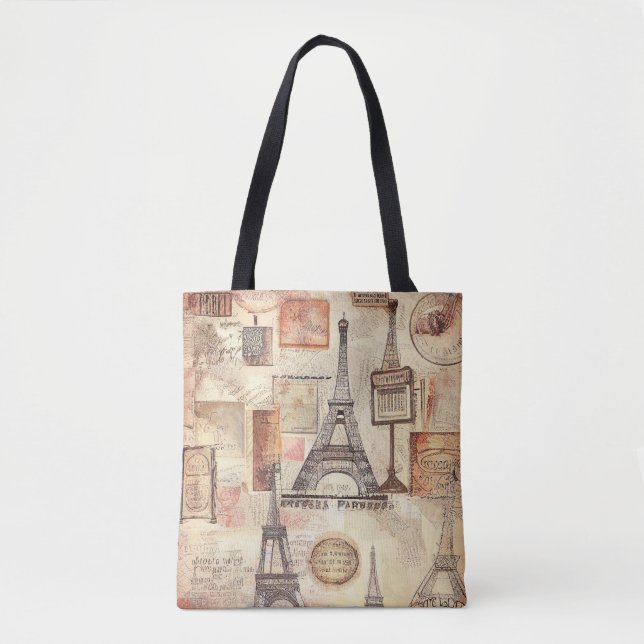 Tote Bag Paris Tour Eiffel Vintage Rétro (Devant)