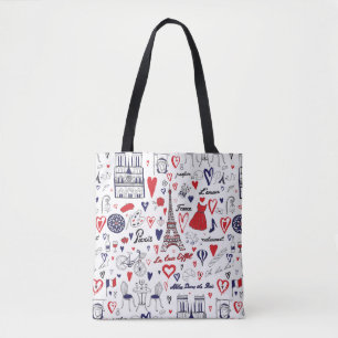 Tote Bag Paris vintage : Motif de ligne de voyage