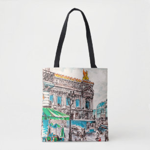 Tote Bag Paris vue rue sur le théâtre Café de Wicked pede