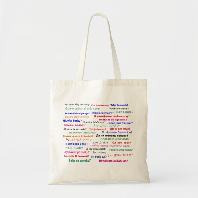 Tote Bag Parlez-vous ... ? dans de nombreuses langues (Devant)