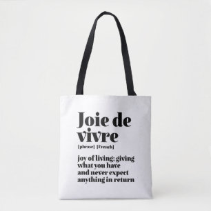 Tote Bag Parole française inspirante Joie de la vie Joie V