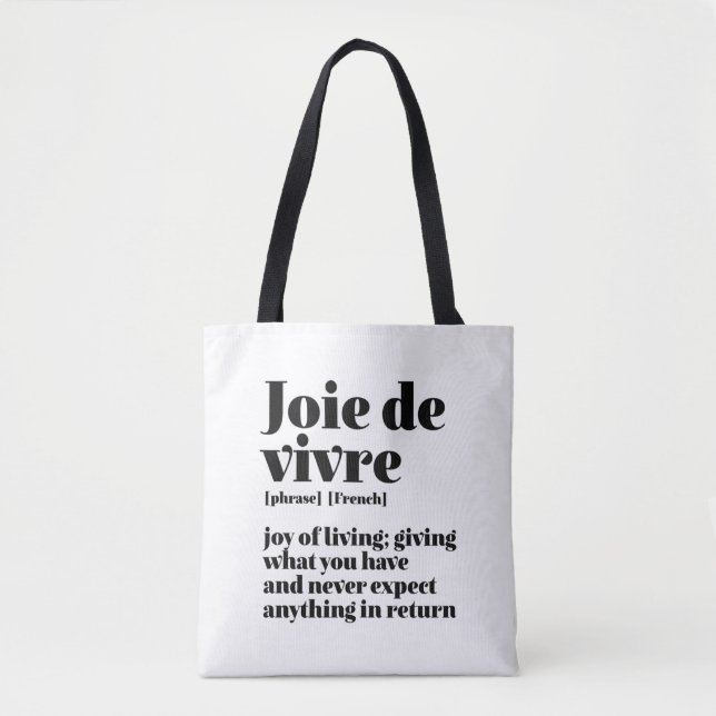 Tote Bag Parole française inspirante Joie de la vie Joie Vi (Devant)