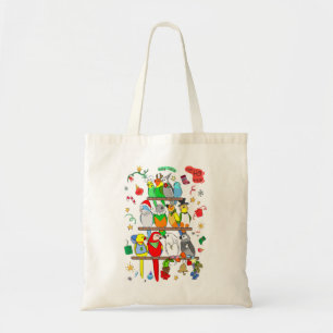 Tote Bag Parrot Christmas Holly Jolly
