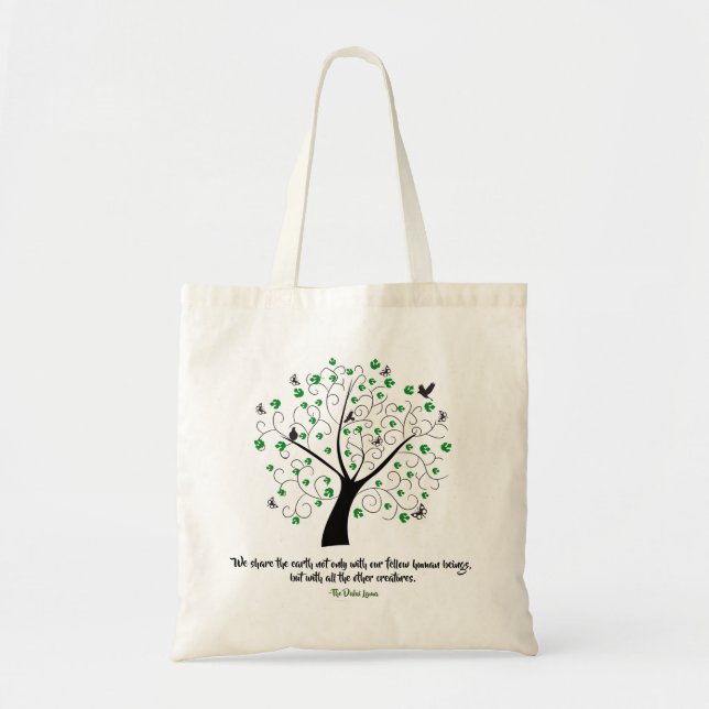 Tote Bag Partager la citation du Dalaï Lama Earth (Devant)