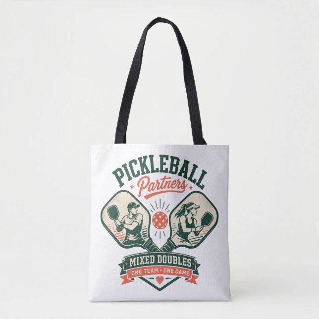 Tote Bag Partenaires de pickleball en double mixte (Devant)
