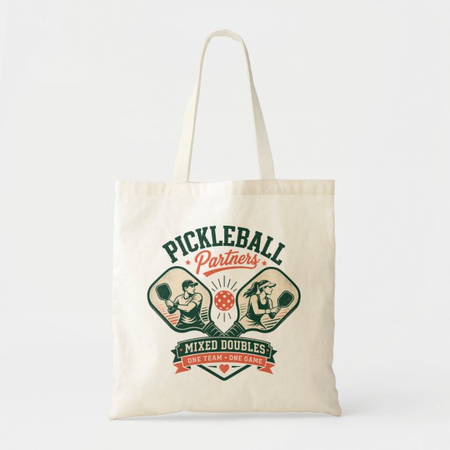 Tote Bag Partenaires de pickleball en double mixte (Devant)