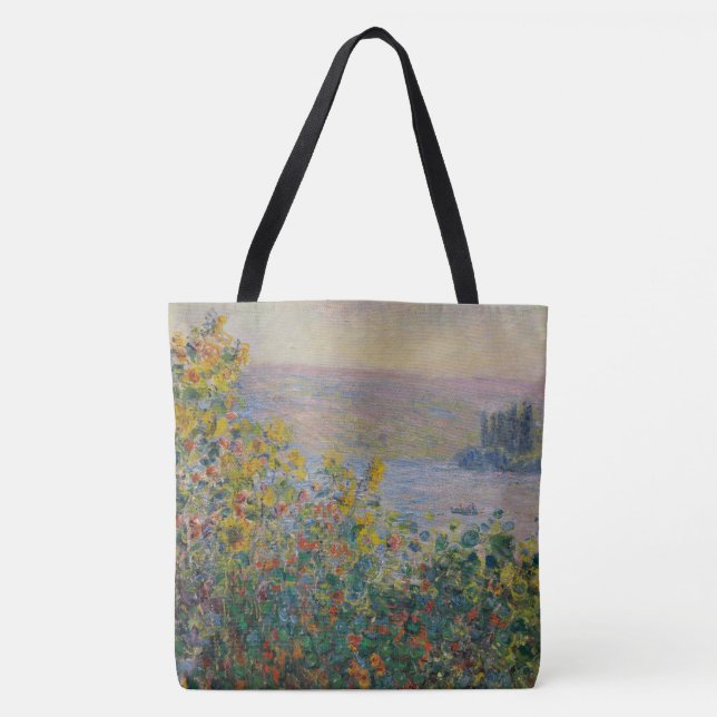 Tote Bag Parterres de fleurs à Vétheuil, paysage impression (Devant)