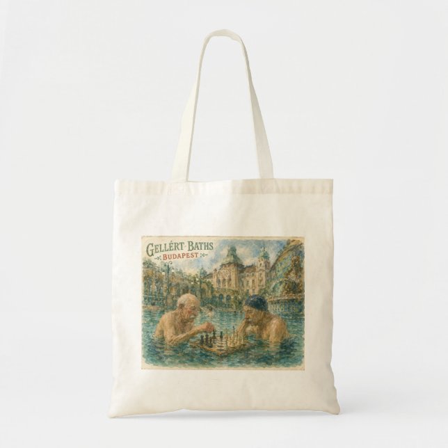 Tote Bag Partie d'échecs Gellert Baths Budapest Hongrie (Devant)