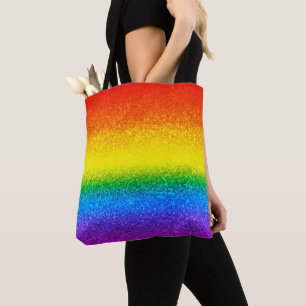 Tote Bag Parties scintillant arc-en-ciel chic rayures Nom d