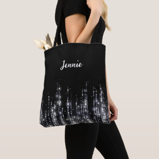 Tote Bag Parties scintillant argent Monogramme cadeau perso