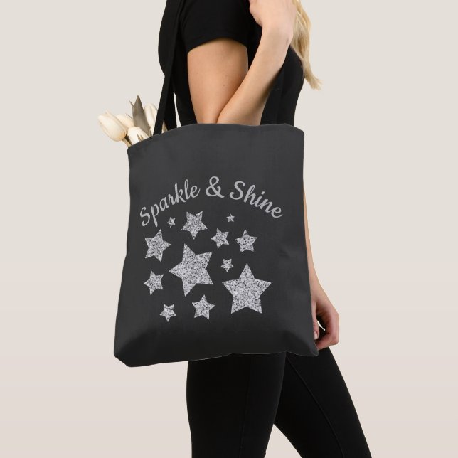 Tote Bag Parties scintillant argentée étincelante Stars bri (De près)