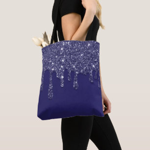 Tote Bag Parties scintillant bleue marine moderne élégant