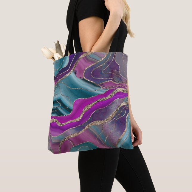 Tote Bag Parties scintillant d'agate de sirène Unicorn #2  (De près)
