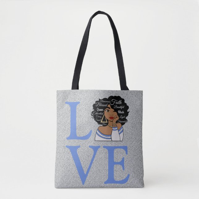 Tote Bag Parties scintillant d'argent de la reine africaine (Devant)