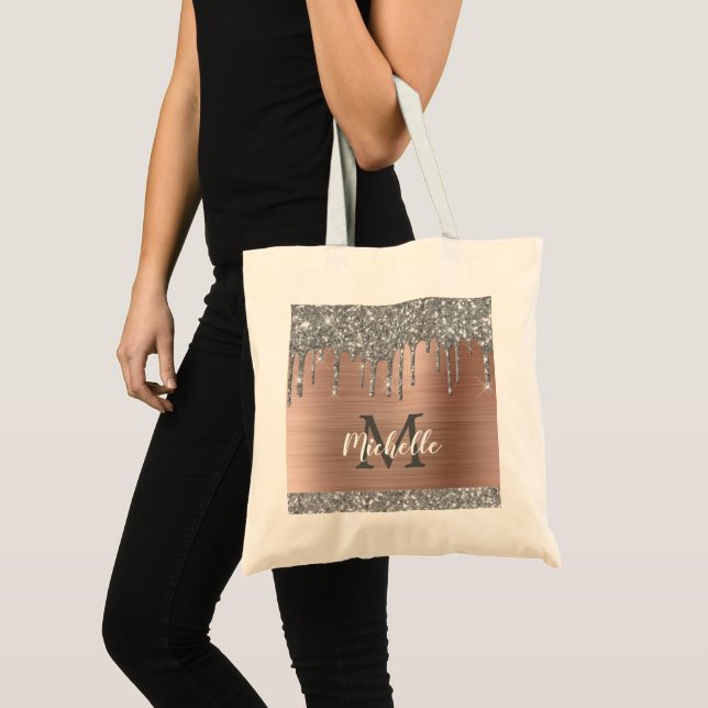 Tote Bag Parties scintillant d'argent Rose Monogramme métal (Devant (produit))
