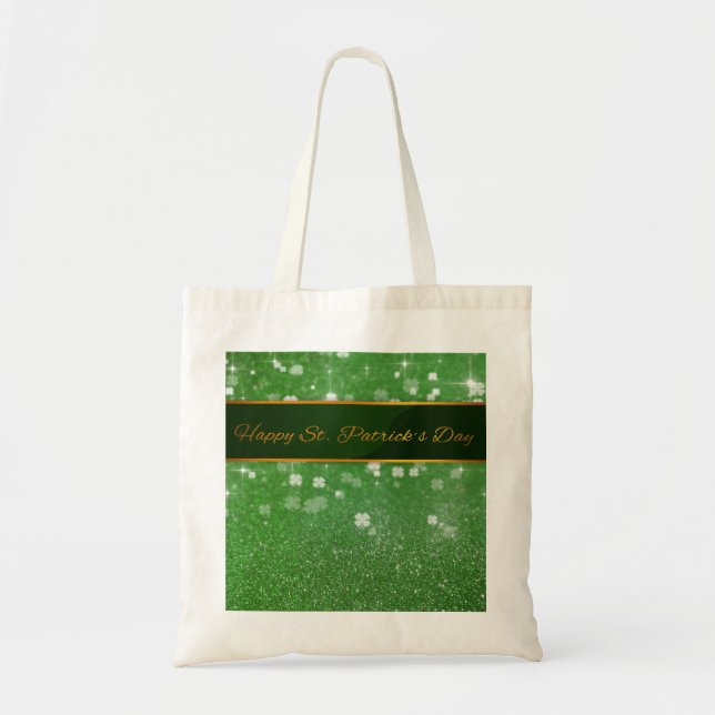 Tote Bag Parties scintillant de la Saint Patrick Shamrock (Devant)
