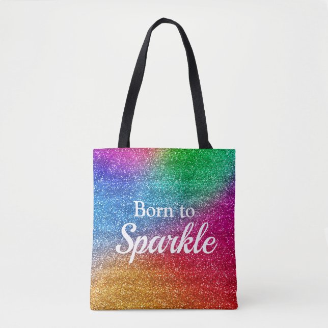 Tote Bag Parties scintillant dégradante arc-en-ciel née à l (Devant)