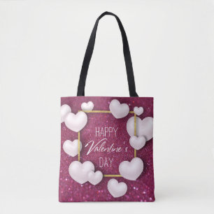 Tote Bag Parties scintillant des Coeurs blancs de la Saint