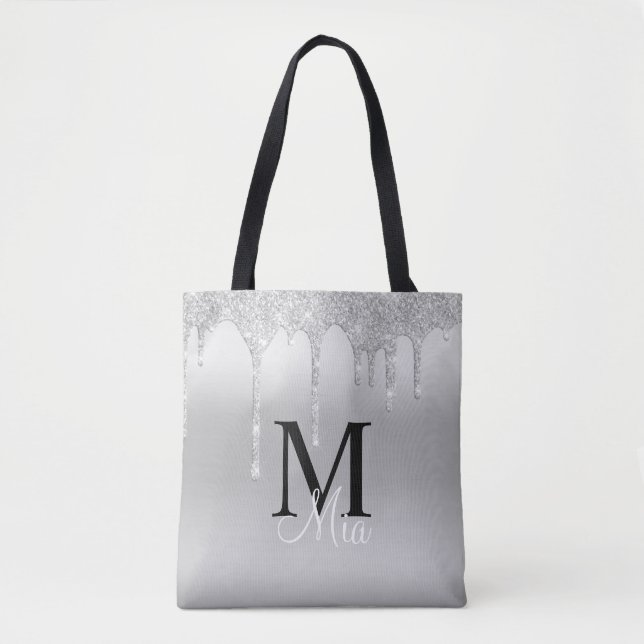 Tote Bag Parties scintillant d'étincelle gris argent fillet (Devant)