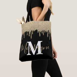Tote Bag Parties scintillant d'or Étincelles Monogramme mét