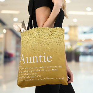 Tote Bag Parties scintillant d'or Glam Fun Cool Tante Tante