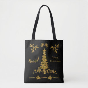 Tote Bag Parties scintillant d'or Noël, Joyeux Noël