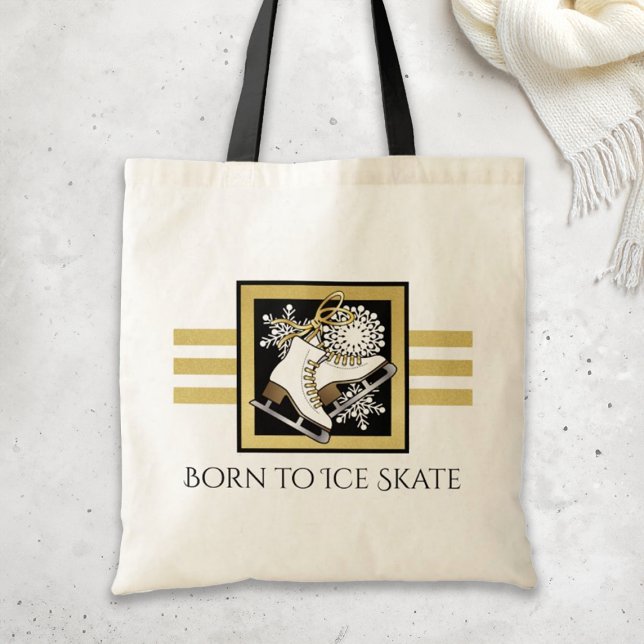 Tote Bag Parties scintillant d'or Patinage sur glace noir b (Créateur téléchargé)