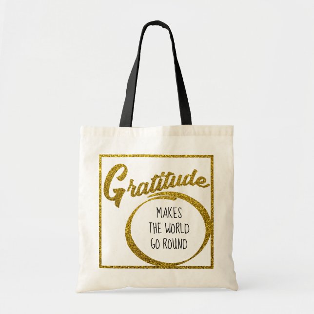 Tote Bag Parties scintillant d'or personnalisée Gratitude T (Devant)