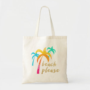 Tote Bag parties scintillant d'or "plage s'il vous plaît" a