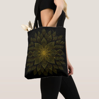 Tote Bag Parties scintillant d'or Sun Mandala