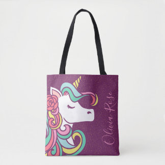 Tote Bag Parties scintillant d'or Unicorne magique Personna