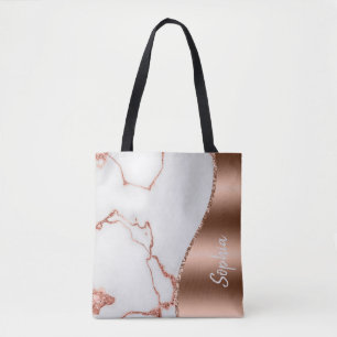 Tote Bag Parties scintillant en marbre doré Rose personnali