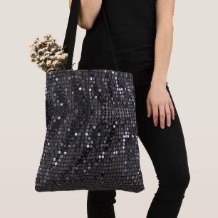 Tote Bag Parties scintillant en noir métallique chic modern