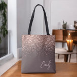 Tote Bag Parties scintillant en or rose rose pâle en terre<br><div class="desc">Terracotta et rose rose or et rose pâle Faux rose étincelant et Parties scintillant Élégant sac de livre Monogramme. Ce sac de livre peut être customisé pour inclure votre nom initial et prénom et donné comme cadeau pour Noël,  Sweet 16 Anniversaire,  Fête des mariées ou un Mariage.</div>