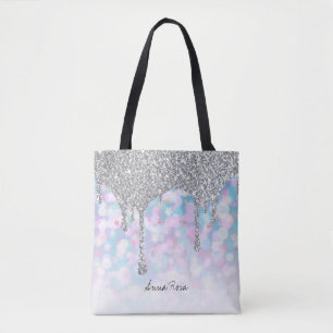 Tote Bag *~* Parties scintillant en soie Pastel Blue Rose S