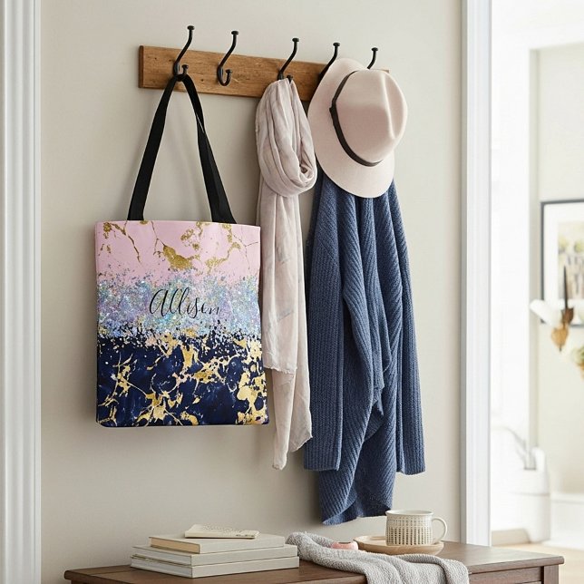 Tote Bag Parties scintillant et marbre personnalisé (Créateur téléchargé)