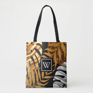 Tote Bag Parties scintillant florale tropicale