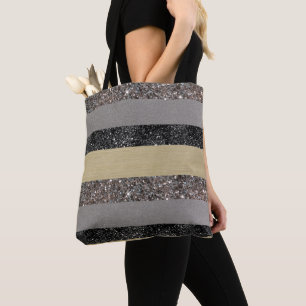 Tote Bag Parties scintillant noire d'argent d'or Glam Strip