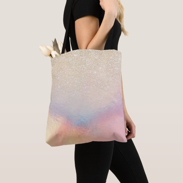 Tote Bag Parties scintillant Or Chic Iridescente Holographi (De près)