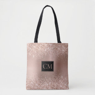 Tote Bag Parties scintillant or Rose Blush Monogramme métal