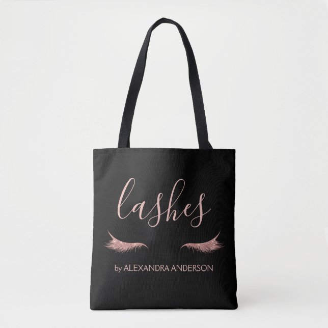 Tote Bag Parties scintillant or rose et extension Eyelash (Devant)